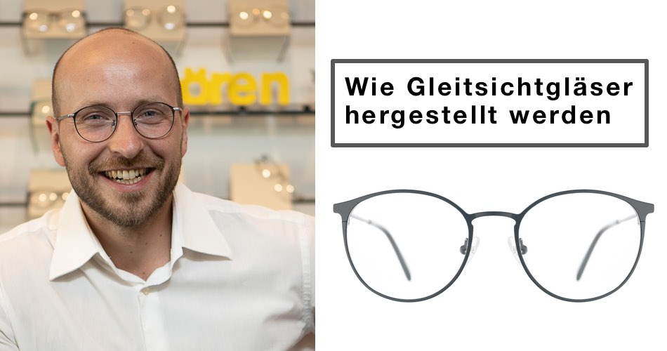 Das Bild zeigt Augenoptikermeister Michael Penczek und den Text wie Gleitsichtgläser hergestellt werden